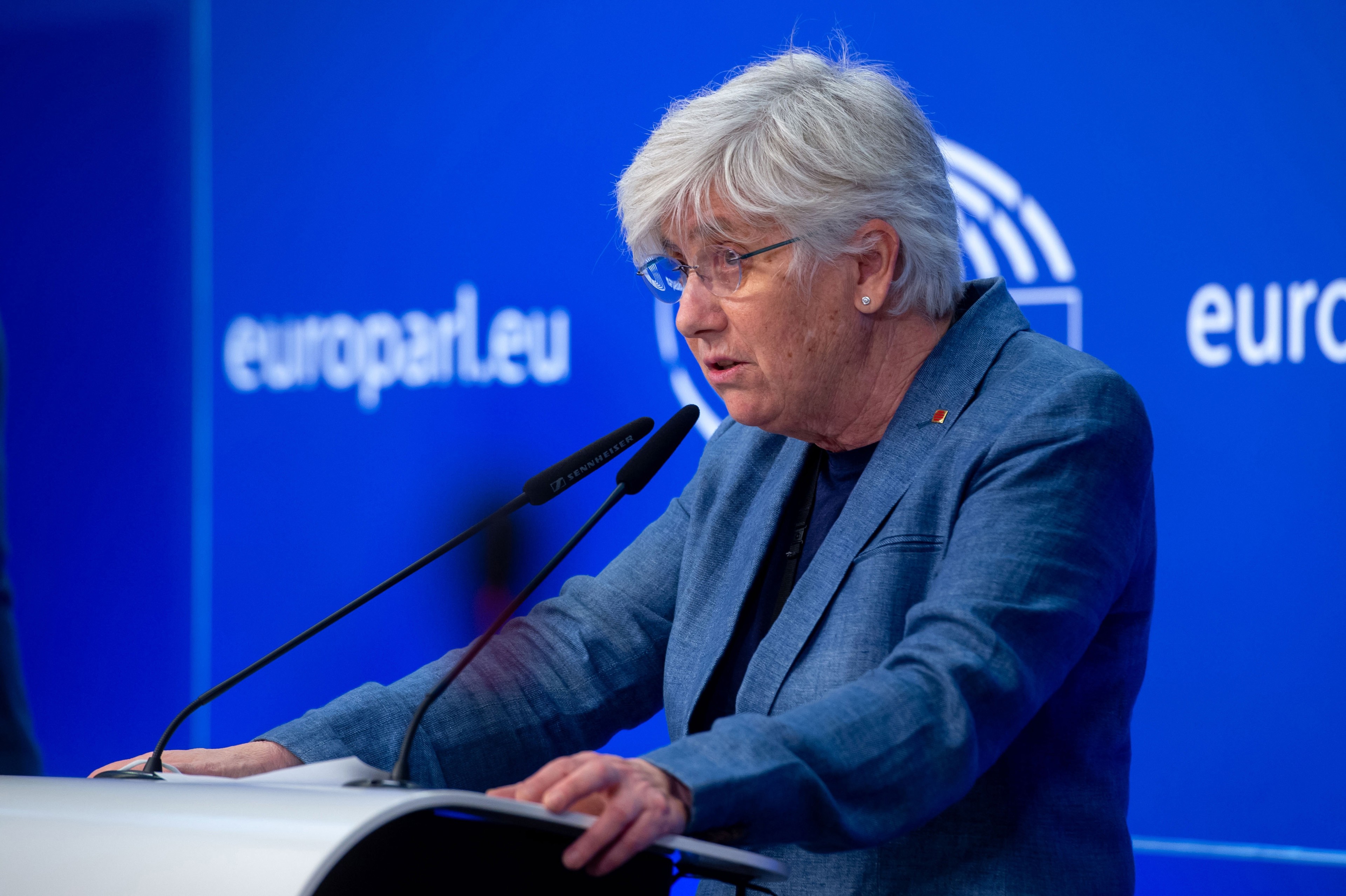 Archivo - HANDOUT - 03 June 2021, Belgium, Brussels: Catalan MEP Clara Ponsati holds a press conference regarding her immunity at the European Parliament in Brussels. Photo: Jan Van De Vel/European Parliament/dpa - ATTENTION: editorial use only and only i